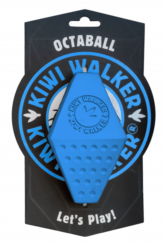 Gumová hračka OCTABALL s dírou na pamlsky - MAXI - modrá