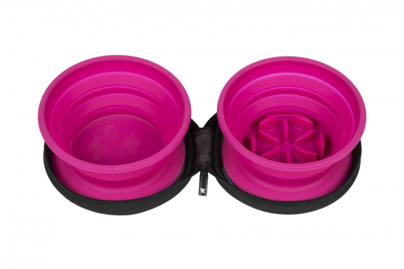 Cestovní miska se slowfeederem - Růžová