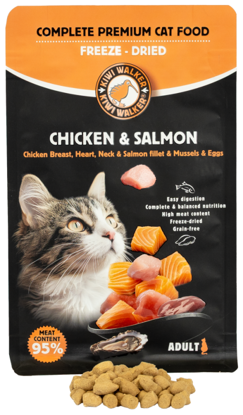 Kiwi Walker Kompletní mrazem sušené krmivo pro kočky 150 g - Varianta: Kuře & Losos