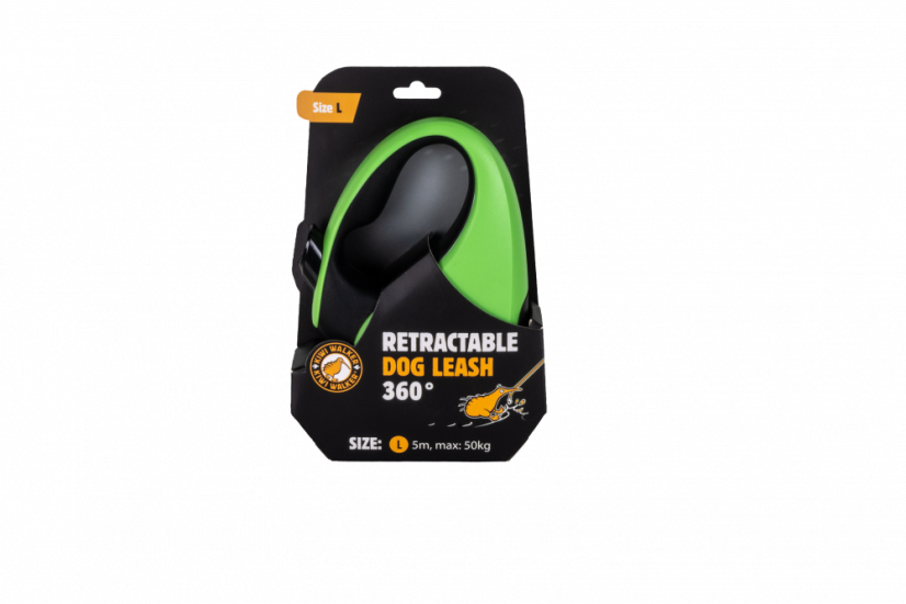 Samonavíjecí vodítko - L - MAX 50kg, 5m - Zelená a Černá