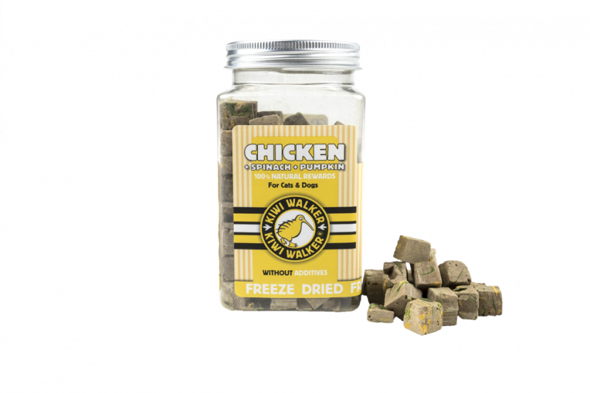 Mrazem sušený pamlsek kuřecí játra + špenát + dýně 100 g