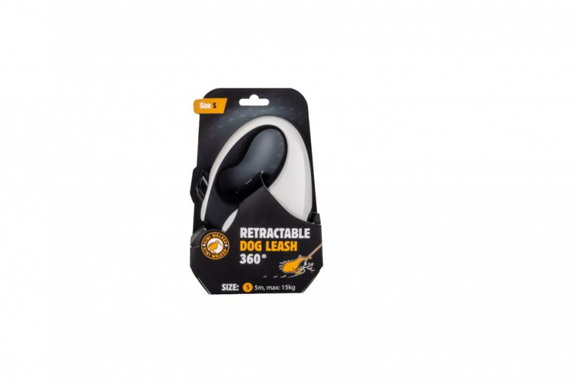 Samonavíjecí vodítko - S - MAX 15kg, 5m - Černobílá