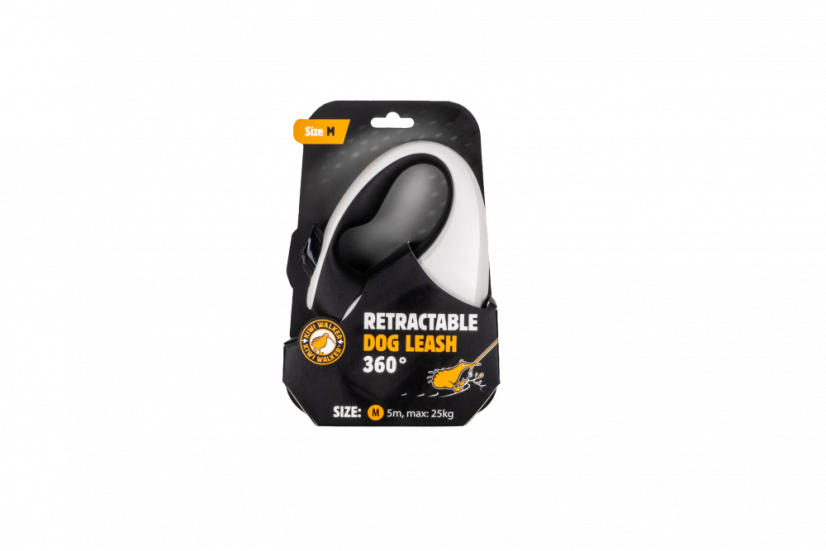 Samonavíjecí vodítko - M - MAX 25kg, 5m - Černobílá