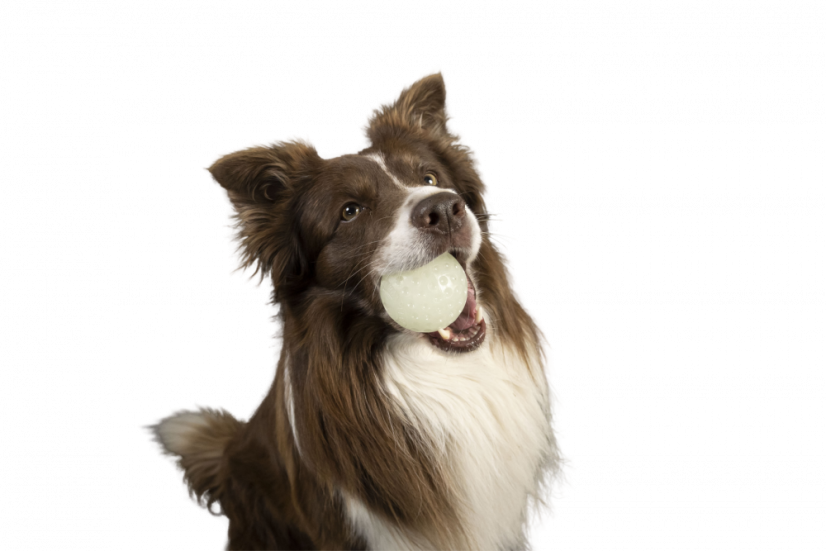 Svítící, létající a plovací míček z gumy. - MINI  - Mléčná - svítící