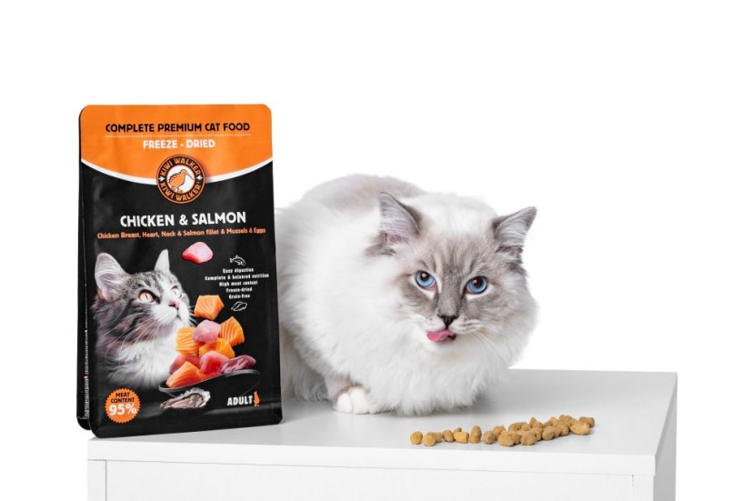Kiwi Walker Kompletní mrazem sušené krmivo pro kočky 150 g - Varianta: Kuře & Losos