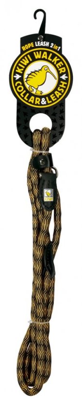 Provazové vodítko 2v1 - M - Oranžová/Černá