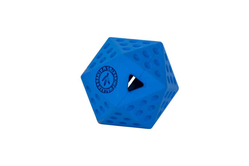 Gumová hračka ICOSABALL s dírou na pamlsky -MAXI- modrá