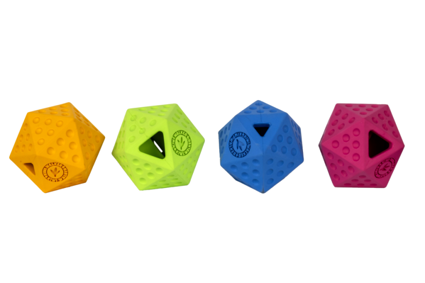 Gumová hračka ICOSABALL s dírou na pamlsky -MAXI- oranžová