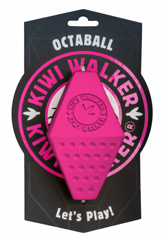 Gumová hračka OCTABALL s dírou na pamlsky - MAXI - růžová