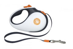 Samonavíjecí vodítko - S - MAX 15kg, 5m - Černobíla + Oranžové detaily