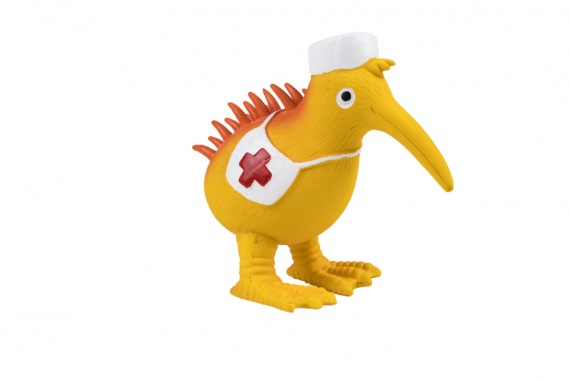 Latexová pískací hračka Kiwi Nurse oranžová