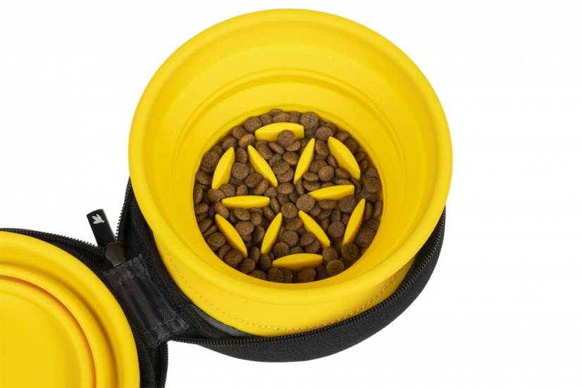 Cestovní miska se slow feederem - Oranžová