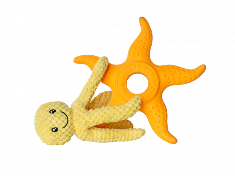 Octopus & Starfish z TPR a plyšu MAXI oranžová 25 cm
