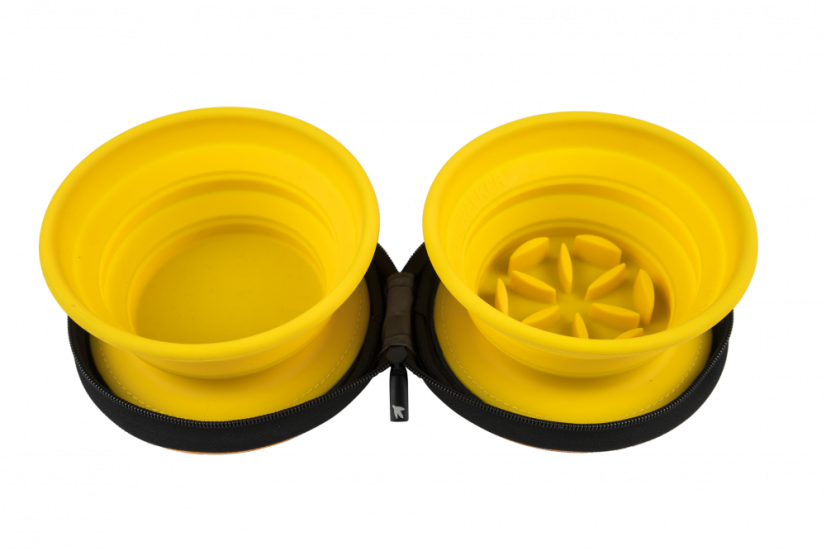 Cestovní miska se slow feederem - Oranžová