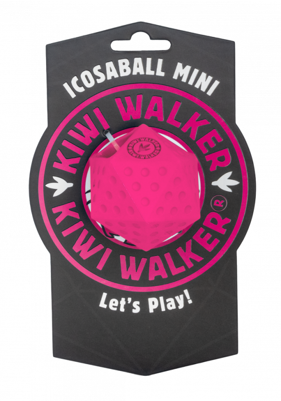 Gumová hračka ICOSABALL s dírou na pamlsky - MINI - růžová