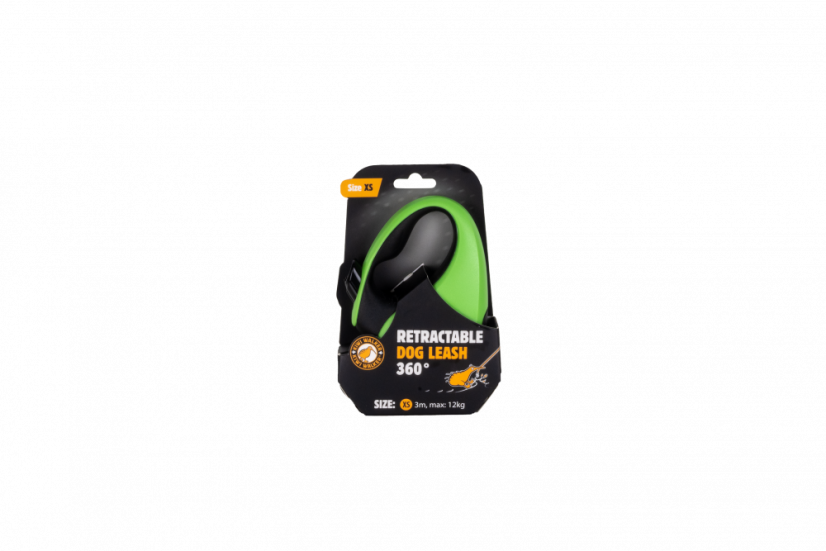 Samonavíjecí vodítko - XS - MAX 12kg, 3m - Zelená a Černá