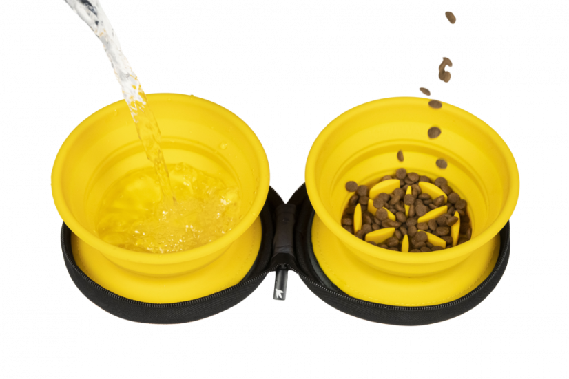 Cestovní miska se slow feederem - Oranžová