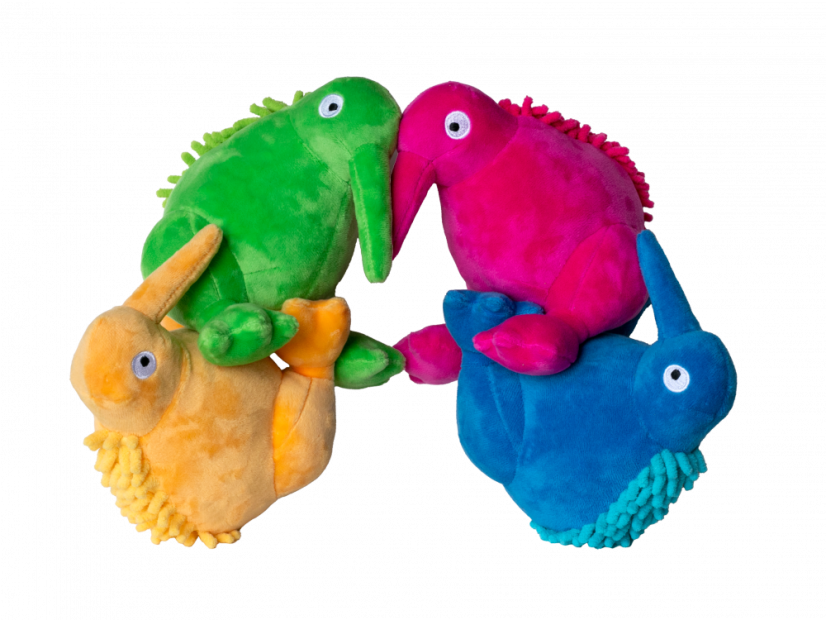 Plyšová pískací hračka Kiwi oranžová