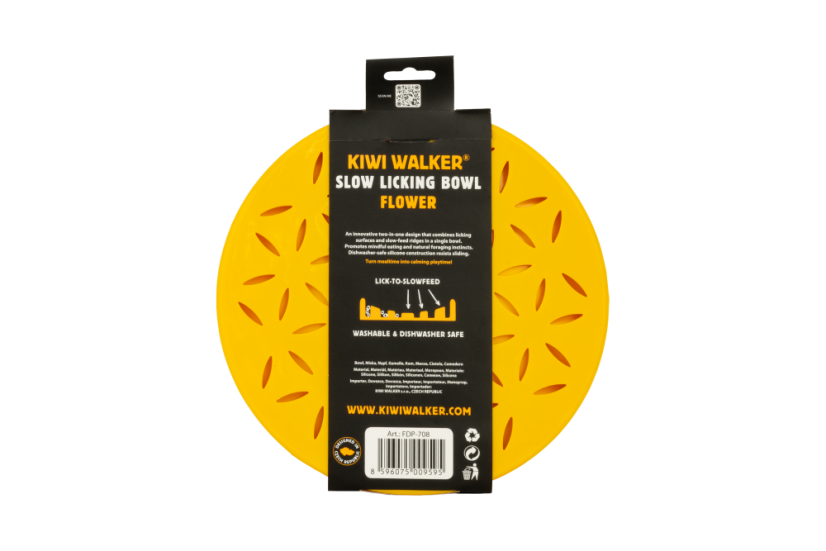 Protihltací miska a lízací podložka 2v1 – FLOWER – Oranžová